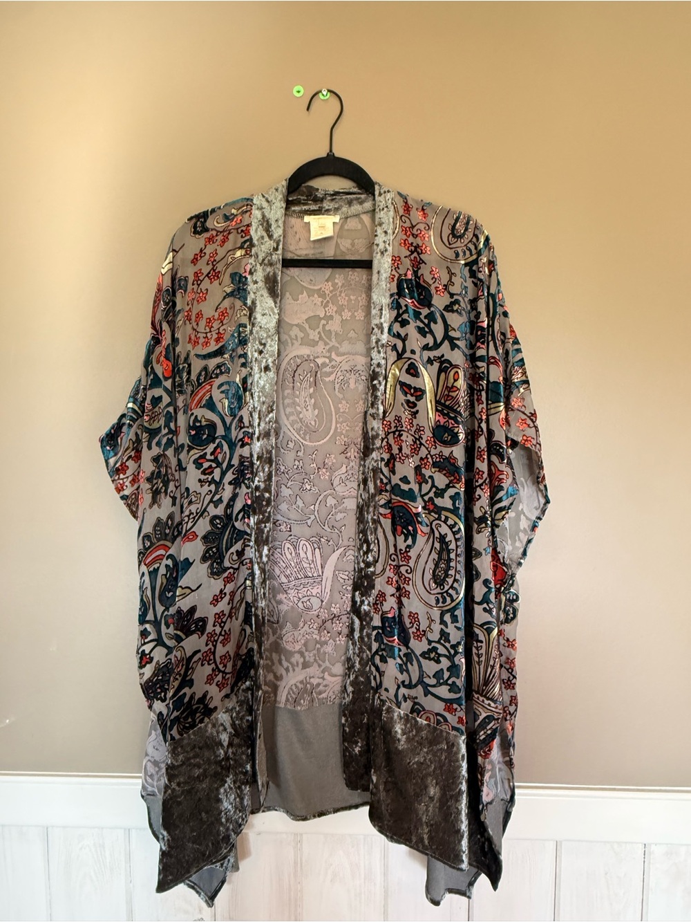 Mystree Multicolor Burnout Velvet Kimono